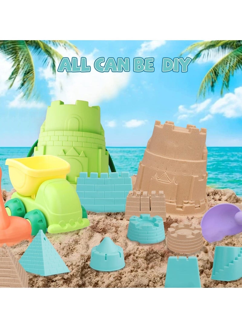 Generic - Beach Toys for Toddlers Kids Sand Toys Includes Beach Bucket Dump Truck Toy, Sand Shovel, Rake, Sand Castle Toys Sand Bucket and Shovel for Kids Sandbox Toys with Bonus Mesh Bag - Image 1