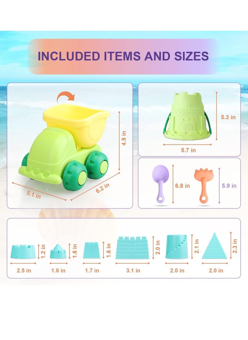 Generic - Beach Toys for Toddlers Kids Sand Toys Includes Beach Bucket Dump Truck Toy, Sand Shovel, Rake, Sand Castle Toys Sand Bucket and Shovel for Kids Sandbox Toys with Bonus Mesh Bag - Image 1