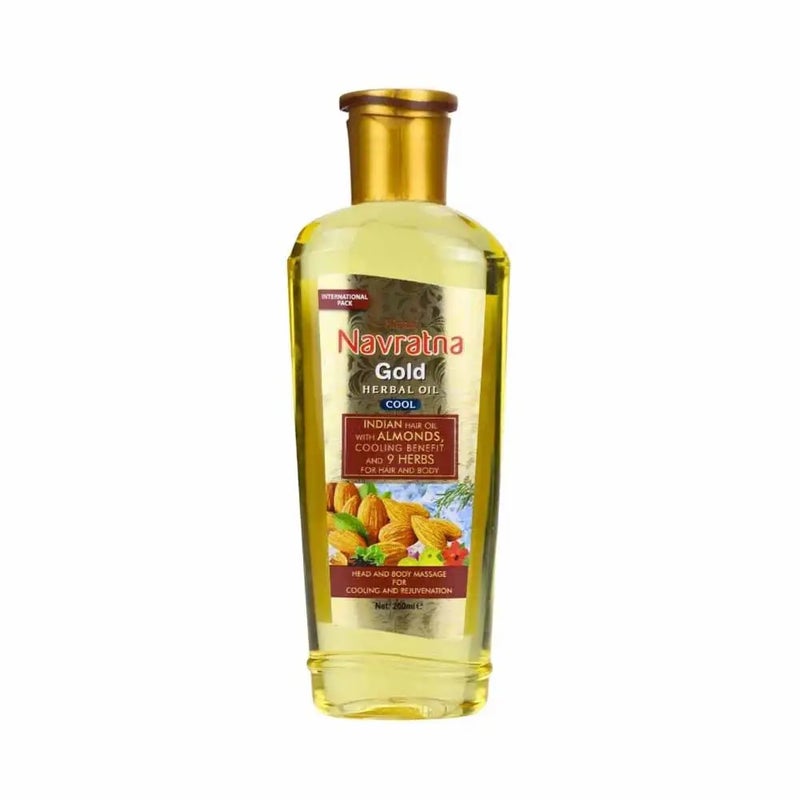 Himani Navratna Gold Herbal Oil Cool with Almonds Head and Body Massage Oil- 200ml - Image 1