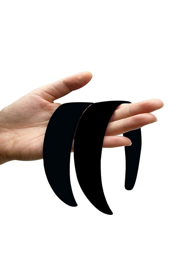 BallHull 1.2 Inch Satin Headbands Ladies And Girls Antiskid Hard Hair Bands Diy Hair Headbands 6 Pcs Black. - Image 4