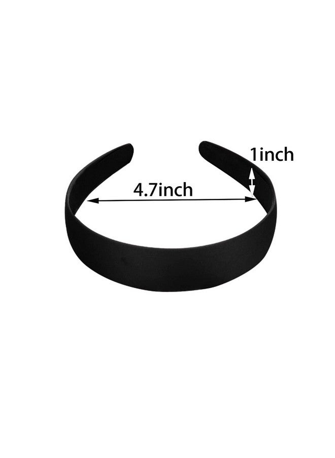 BallHull 1.2 Inch Satin Headbands Ladies And Girls Antiskid Hard Hair Bands Diy Hair Headbands 6 Pcs Black. - Image 3