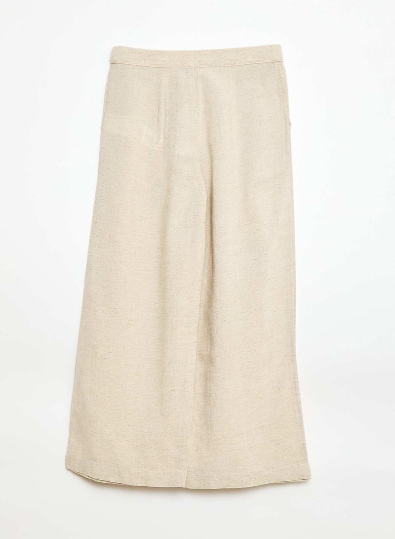 Kiabi Wide-Leg Linen-Blend Trousers - Image 2