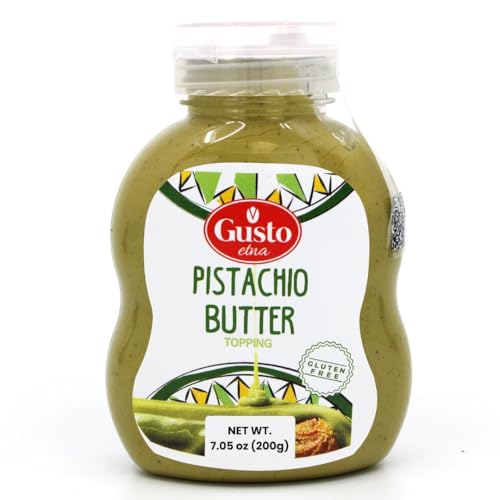 GUSTO ETNA Pistachio Cream/Butter, Squeeze Botttle 200 g (7.05 oz), Sicilian Pistachio Cream, Ideal for coffee, desserts, Pancakes, gelato, tostadas and more, Product of Italy - Image 1