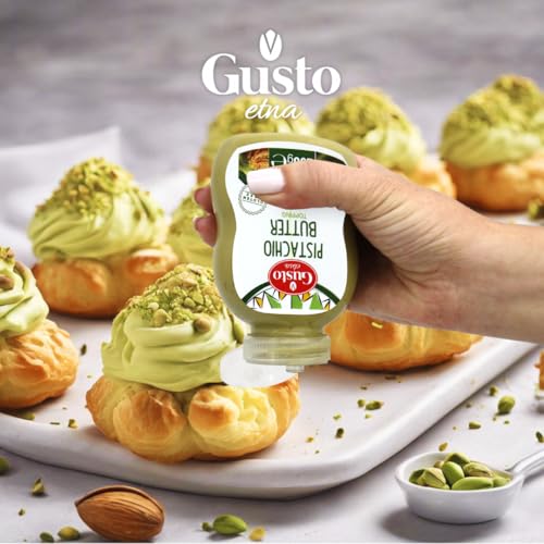 GUSTO ETNA Pistachio Cream/Butter, Squeeze Botttle 200 g (7.05 oz), Sicilian Pistachio Cream, Ideal for coffee, desserts, Pancakes, gelato, tostadas and more, Product of Italy - Image 5