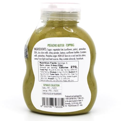 GUSTO ETNA Pistachio Cream/Butter, Squeeze Botttle 200 g (7.05 oz), Sicilian Pistachio Cream, Ideal for coffee, desserts, Pancakes, gelato, tostadas and more, Product of Italy - Image 2