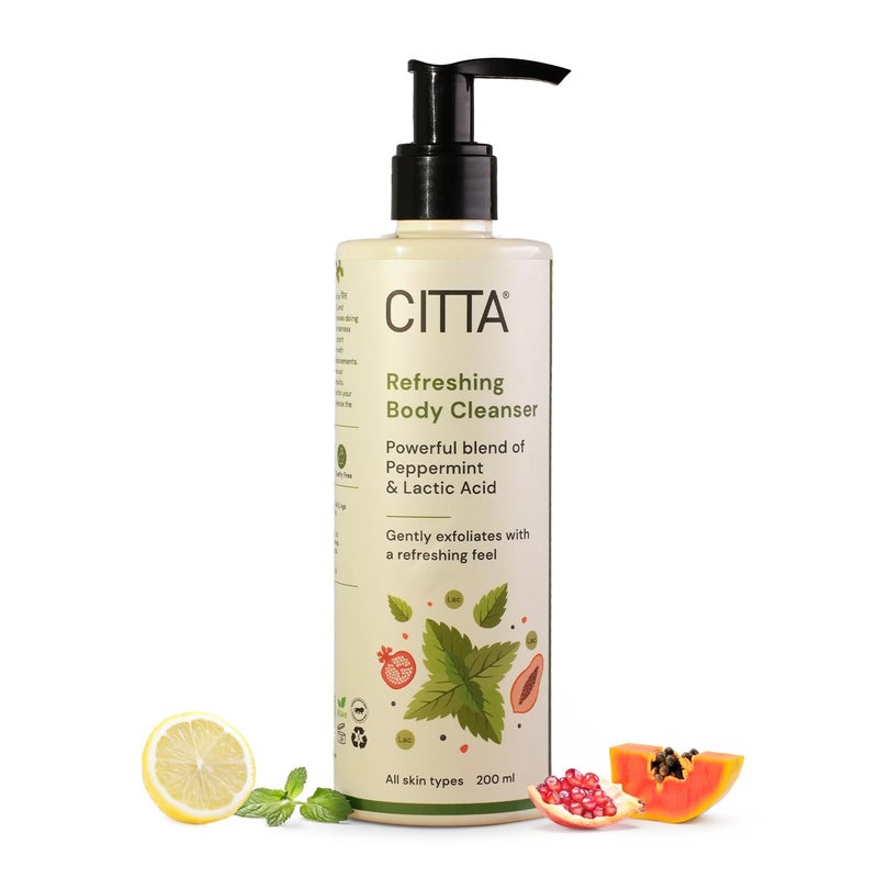 CITTA Refreshing Body Cleanser For Men  Women  Gently Buffs Away Dead Dull Skin  Provides Intense Hydration  NonDrying Nourishing Formula  Power Blend Of Peppermint  Lactic Acid  200 ml - Image 1