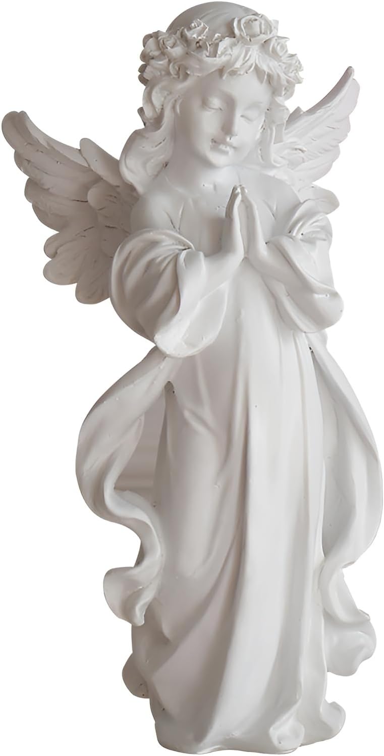 Tuzsocr 12 Inch Praying Angel Girl Figurine Ornament Statue Angel Figurine Sculpture for Garden Girl Angel Resin Sculpture Figures for Gifts Home Outdoor Indoor Decoration - Image 1