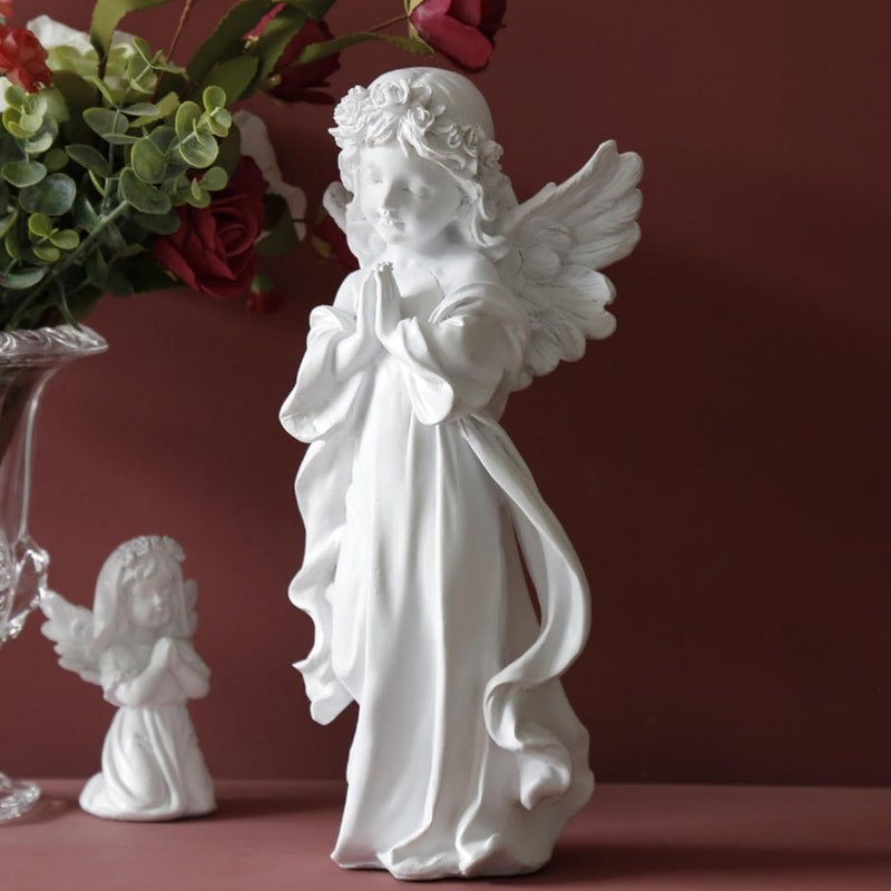 Tuzsocr 12 Inch Praying Angel Girl Figurine Ornament Statue Angel Figurine Sculpture for Garden Girl Angel Resin Sculpture Figures for Gifts Home Outdoor Indoor Decoration - Image 5