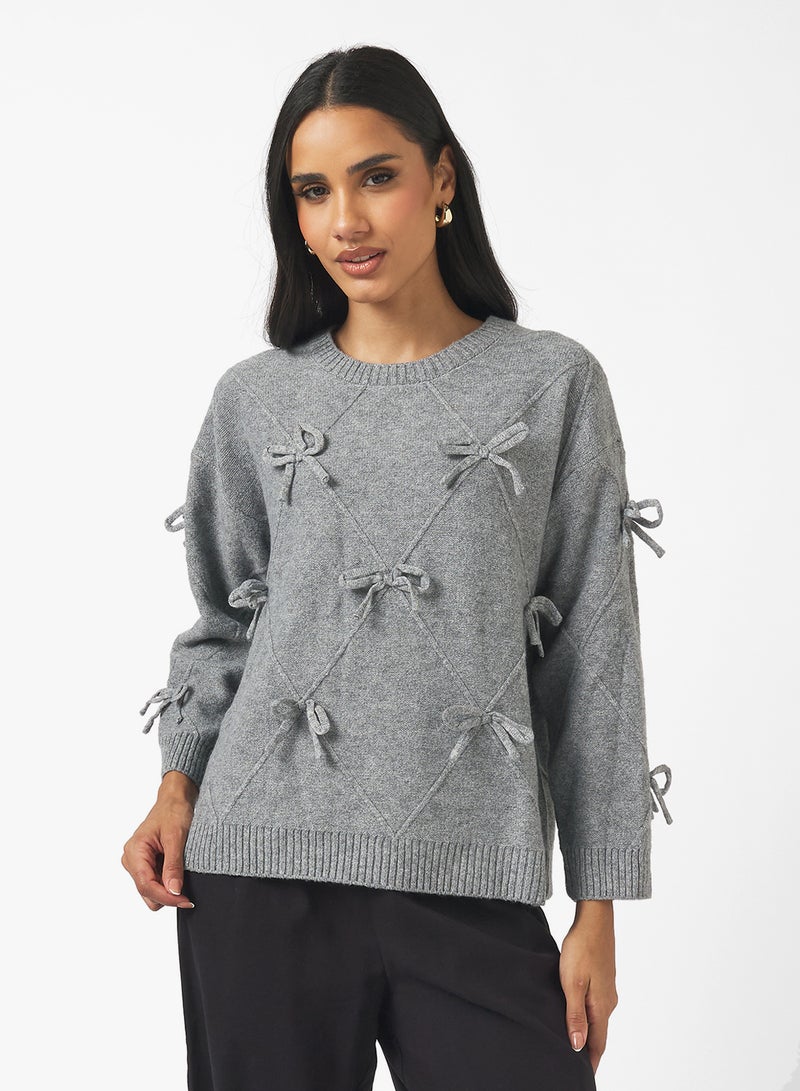 Ginger Bow Detail Knitted Sweater - Image 1