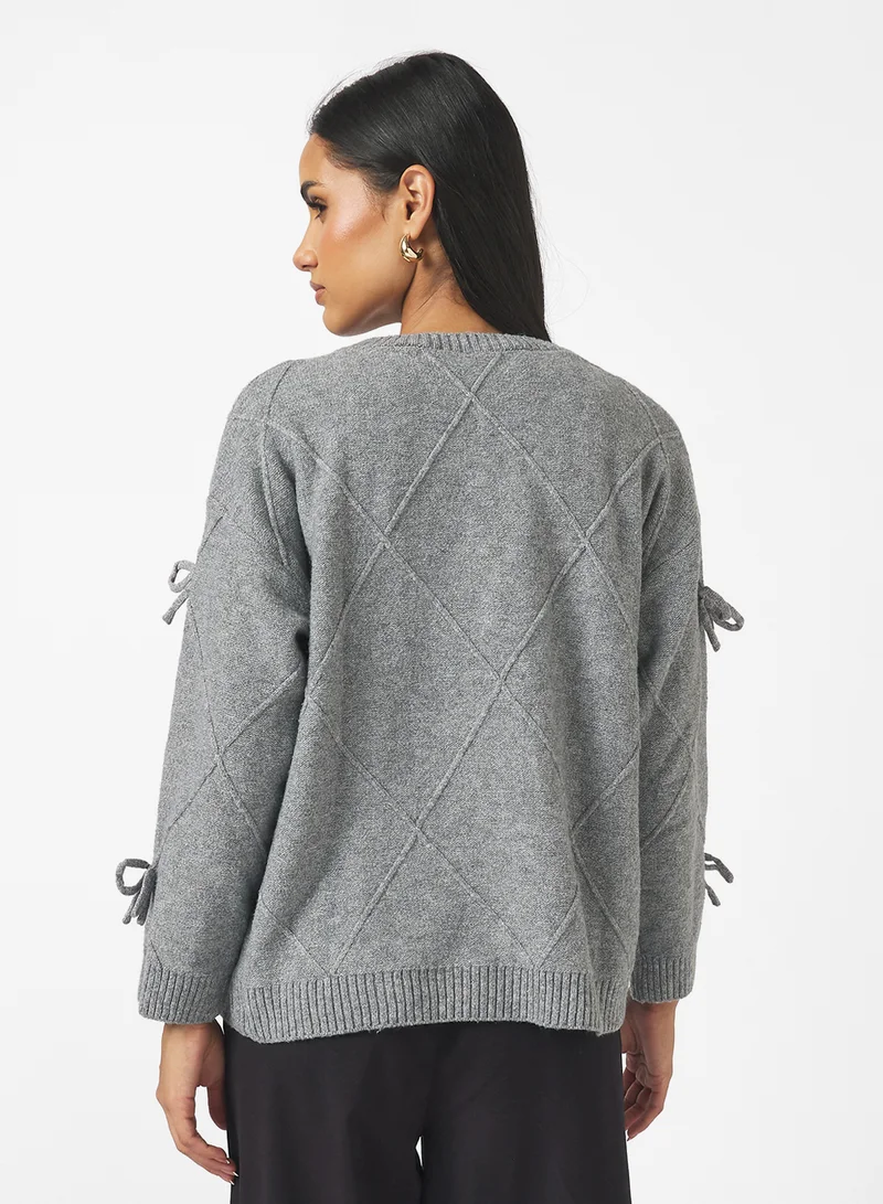 جينجر Bow Detail Knitted Sweater