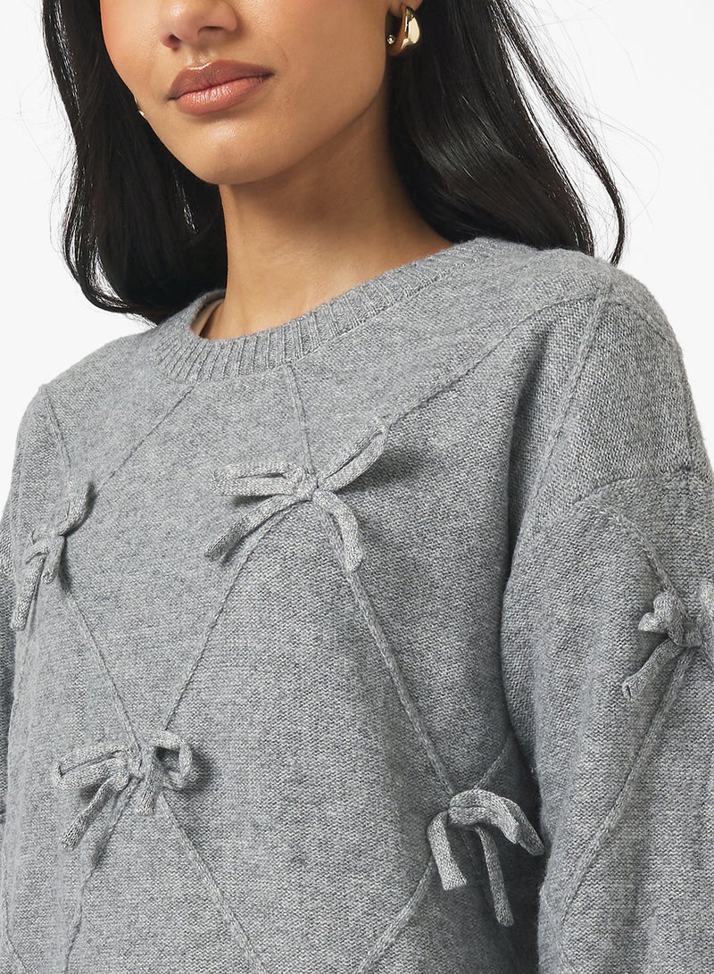 Ginger Bow Detail Knitted Sweater - Image 3
