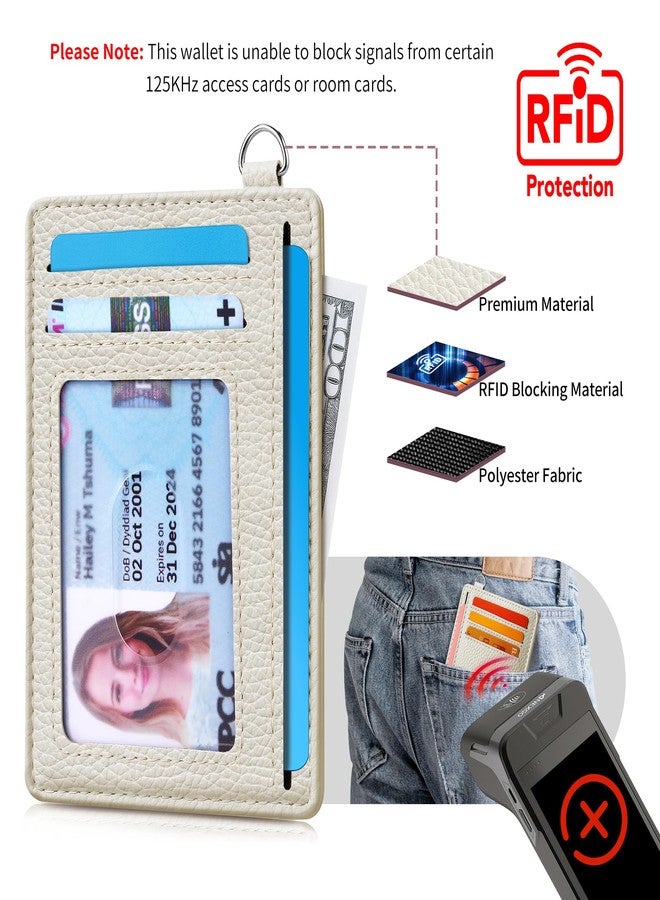 Mayski Slim Minimalist Wallet, Front Pocket Leather Wallets, RFID Blocking, Credit Card Holder for Men & Women, Litchi Beige, Minimalist - Image 5
