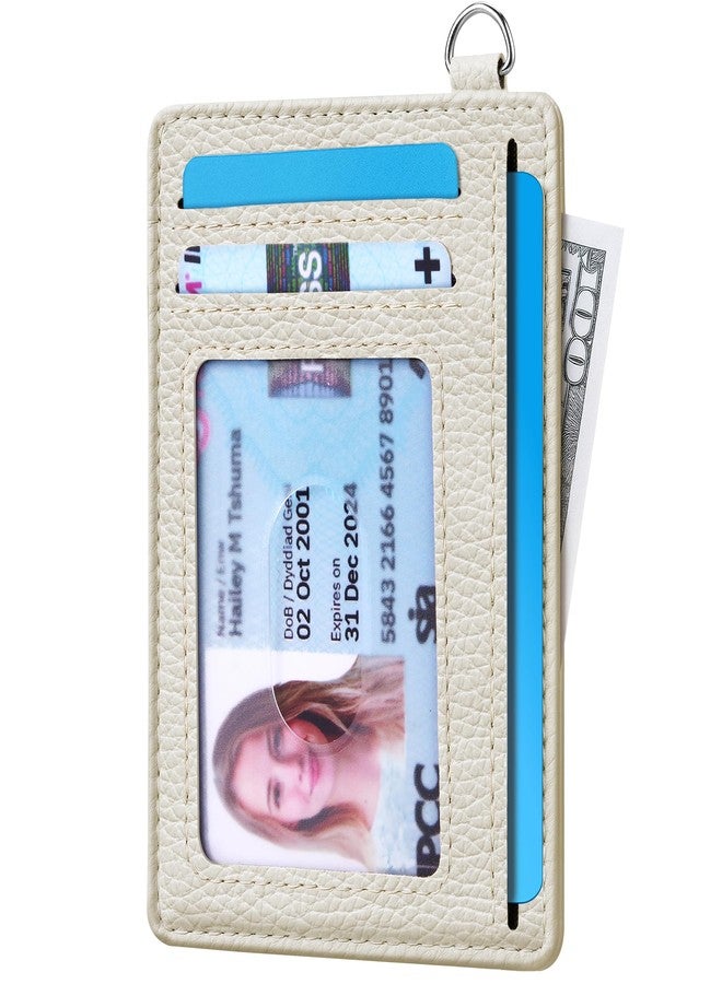 Mayski Slim Minimalist Wallet, Front Pocket Leather Wallets, RFID Blocking, Credit Card Holder for Men & Women, Litchi Beige, Minimalist - Image 2