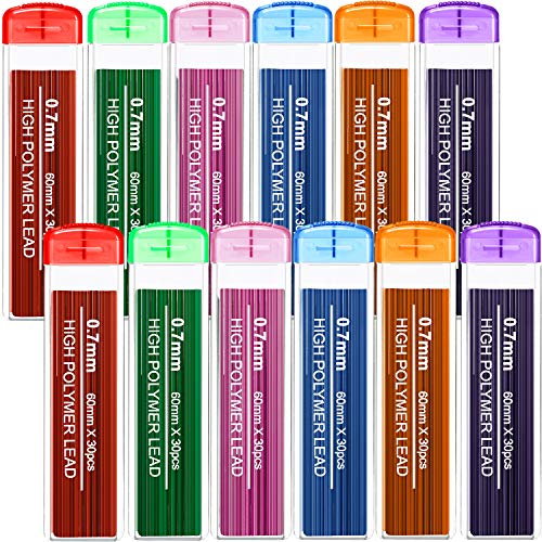 JOVITEC Color Pencil Lead Refills 0.7 mm Mechanical Lead Pencil Refills for Home Offices, 0.7 mm Hb, 6 Color Set(360) - Image 1