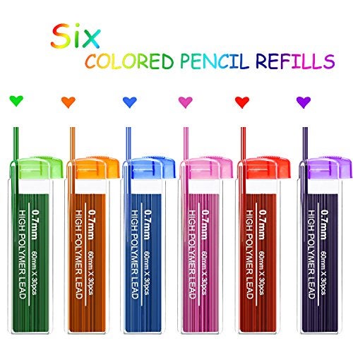 JOVITEC Color Pencil Lead Refills 0.7 mm Mechanical Lead Pencil Refills for Home Offices, 0.7 mm Hb, 6 Color Set(360) - Image 2