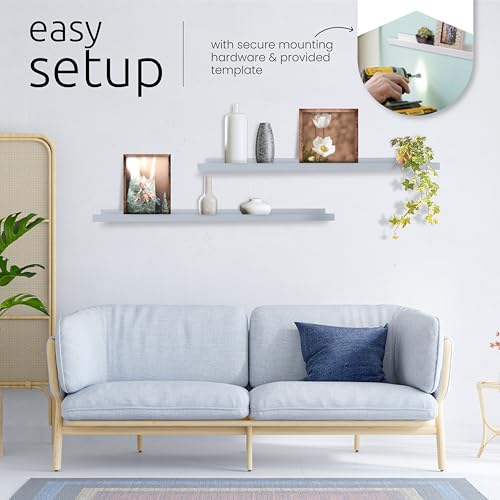 Kiera Grace Floating Shelves for Wall, Engineered Wood Picture Frame Wall Shelves, Easy to Assemble Display Shelves, Ideal for Home Decor, Pack of 3, 23" L x 4" W x 2" H, Espresso - Image 4