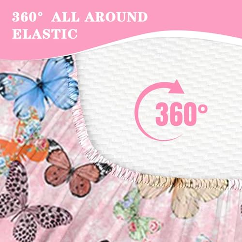 Nesker Zipper Bedding Full Colorful Butterfly Zip Up Bedding Set for Girls and Kids, Cute Butterflies 3 Pcs Comforter Bed in a Bag with Fitted Sheet and 2 Pcs Pillowcases - Image 4