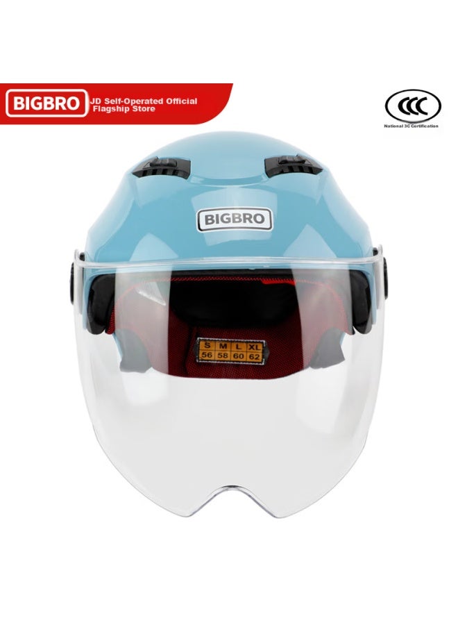 Bigbro X339 Autumn Blue, New National Standard 3c Electric Motorcycle Helmet, Safety Helmet For Men And Women, Lightweight Summer Style, Sun Protection, Electric Scooter Half Helmet - Image 2