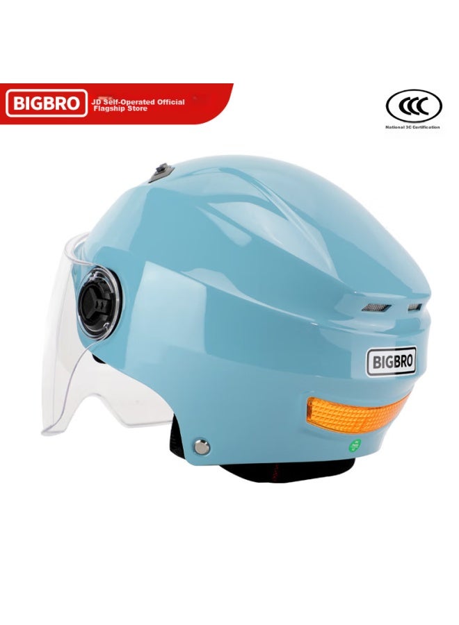 Bigbro X339 Autumn Blue, New National Standard 3c Electric Motorcycle Helmet, Safety Helmet For Men And Women, Lightweight Summer Style, Sun Protection, Electric Scooter Half Helmet - Image 3