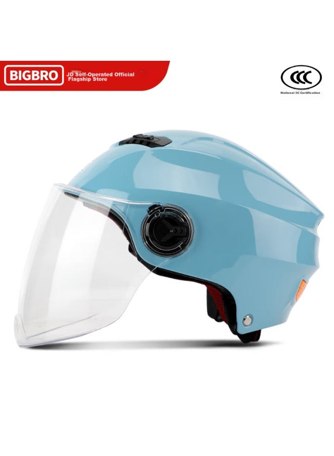 Bigbro X339 Autumn Blue, New National Standard 3c Electric Motorcycle Helmet, Safety Helmet For Men And Women, Lightweight Summer Style, Sun Protection, Electric Scooter Half Helmet - Image 1