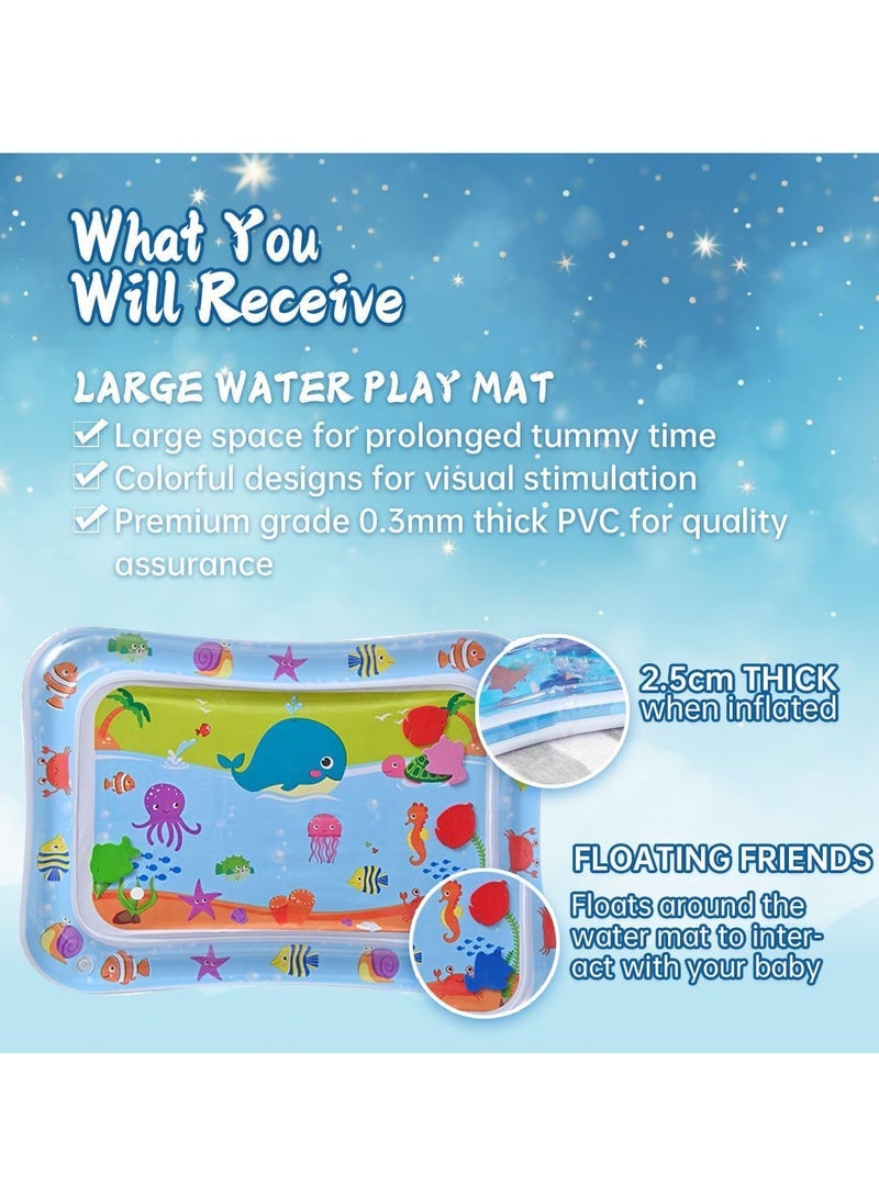 ECVV Tummy Time Water Mat for Baby, Kids Inflatable Water Play Mat for Infant/Toddlers, Baby Water Pad Sensory Toy for Early Development Activities - Image 1