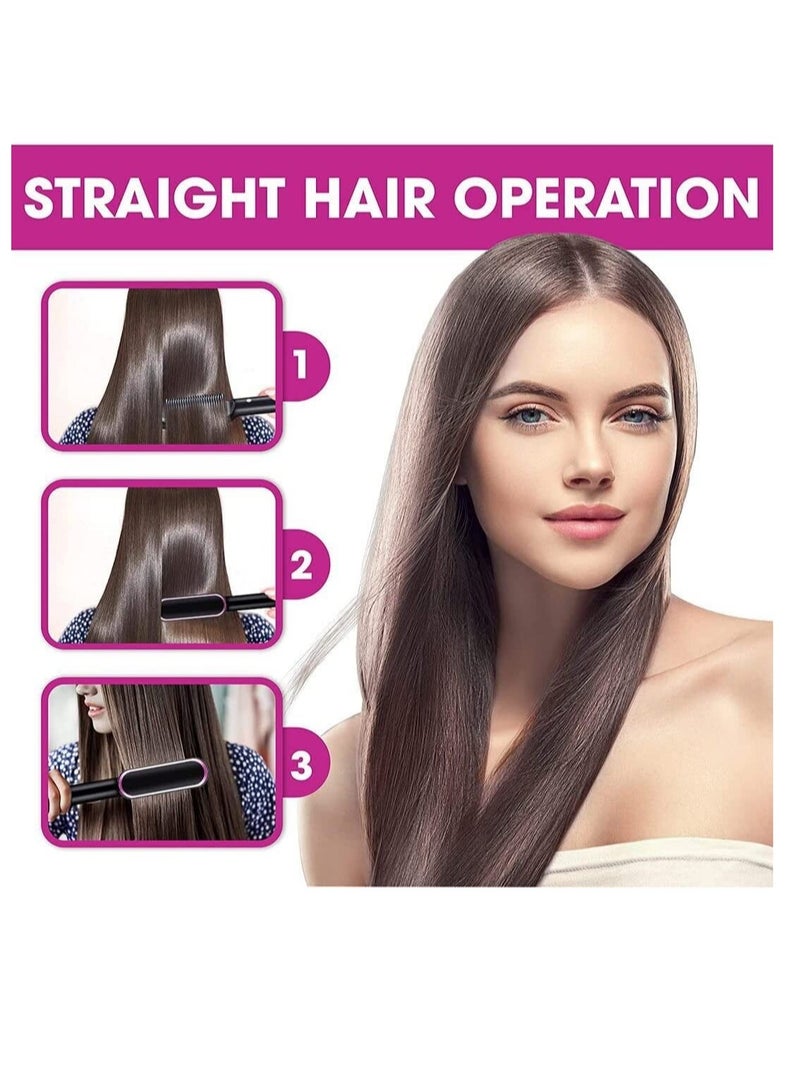 Hair straightener brush Electric Hot Comb Multifunctional Straight Hair Straightener Comb Negative Ion Anti-Scalding Styling Tool Straightening Brush (Black) - Image 4