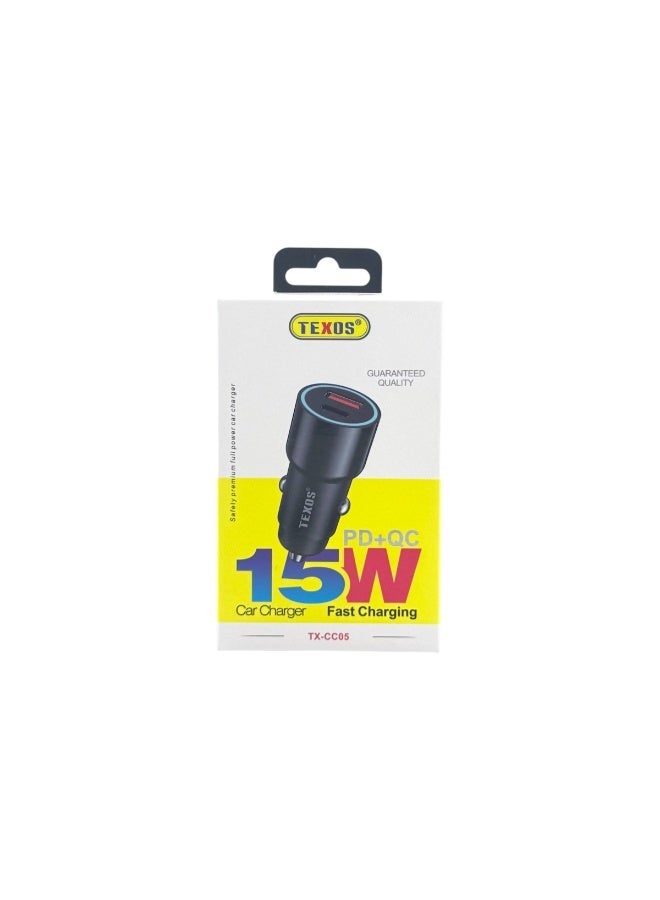 Texos 15W PD + QC Dual Port Fast Car Charger TX-CC05 - Image 1