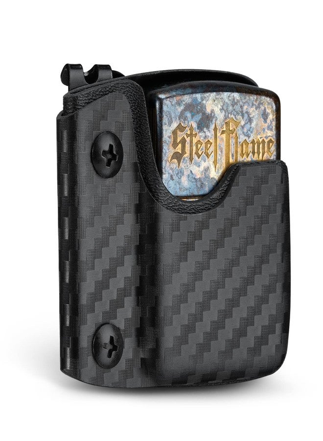 TACTICAL_GEEK TACTICAL GEEK TX2 Lighter Pouch, Portable Lighter Holder with Pocket Belt Clip, Anti-Scratch Protective Storage Case for Daily Carry, Carbon Fiber Grain - Image 1