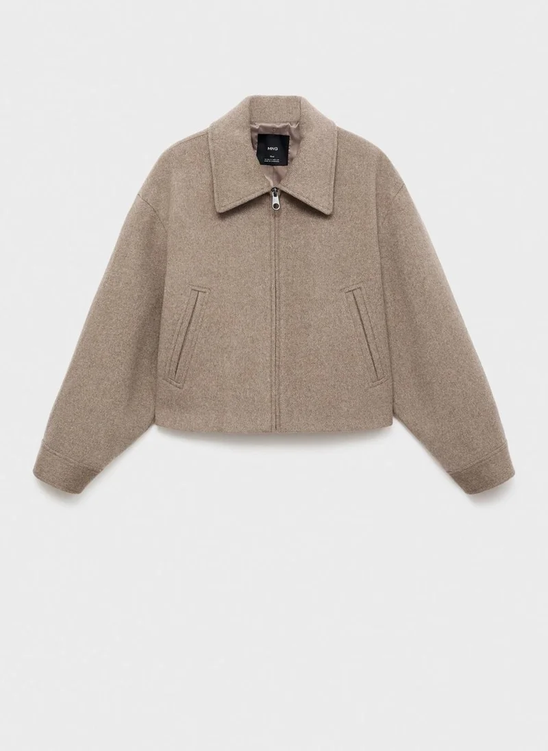 MANGO Wool bomber jacket