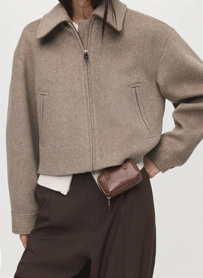 MANGO Wool bomber jacket