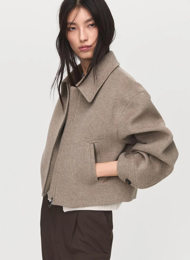 MANGO Wool bomber jacket