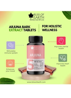 BLISS OF EARTH Arjuna Bark Extract Tablets 500mg for Heart Health Natural Cardiovascular Support Supplement 120 Tablets  - Image 2