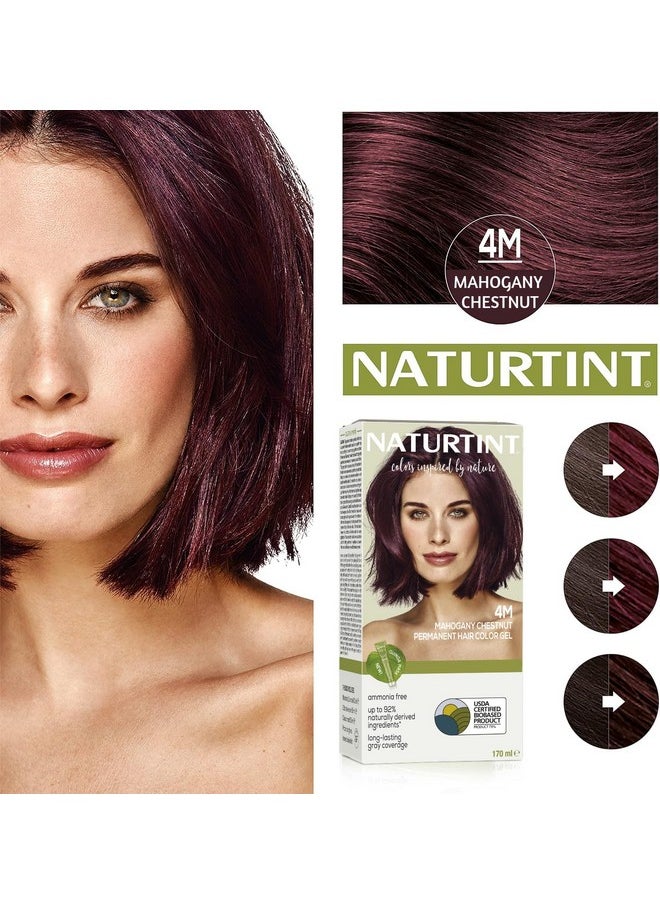 NATURTINT Permanent Hair Colour Mahogany Brown 4M | 92% Natural Ingredient | 100% Grey Coverage Long Lasting Hair Color | Usda Certified | Ammonia Free Vegan Hair Color Gel 4M Mahogany Chestnut 170 Ml  - Image 2