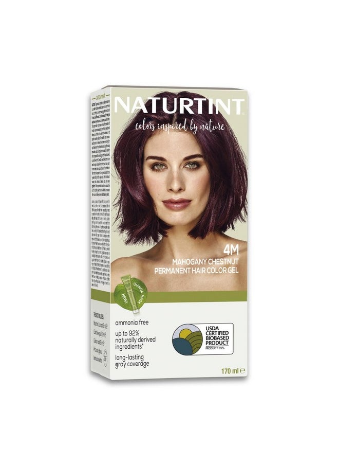 NATURTINT Permanent Hair Colour Mahogany Brown 4M | 92% Natural Ingredient | 100% Grey Coverage Long Lasting Hair Color | Usda Certified | Ammonia Free Vegan Hair Color Gel 4M Mahogany Chestnut 170 Ml  - Image 1