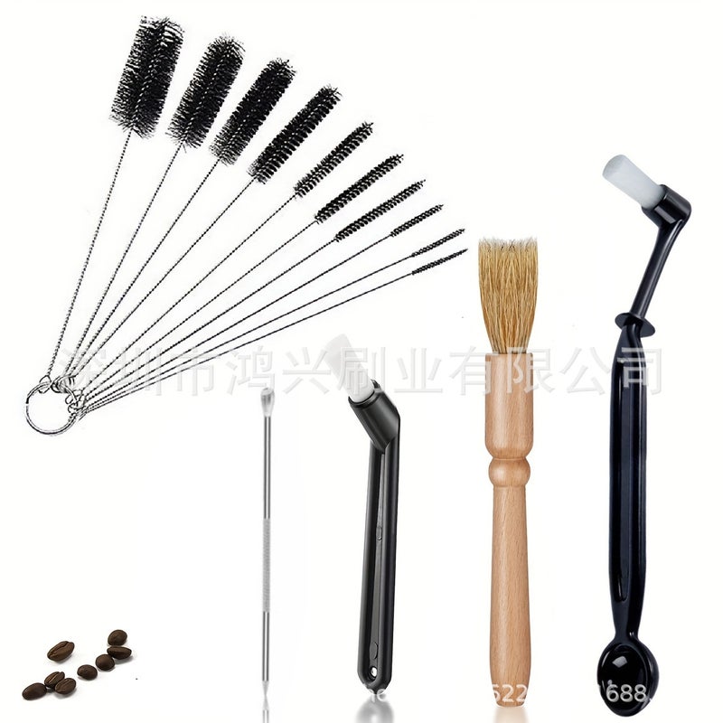 Coffee Brush Cleaning Brush Wooden Handle Brush Coffee Cloth Powder Needle Cleaning Soft Brush Nylon Brush Coffee Powder Brush - Image 1