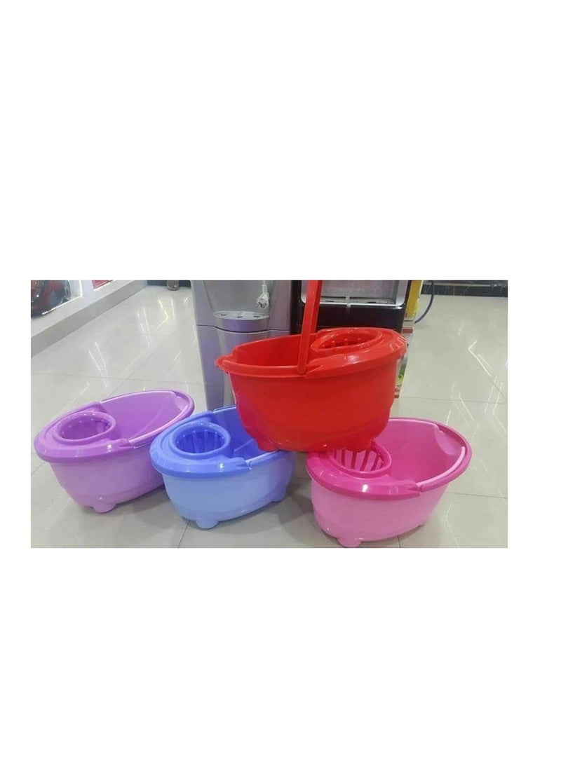 A mop bucket with wheels, its material is wonderful and its price is very attractive. It is available in yellow IR.