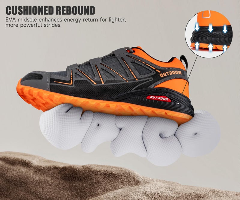 KEFUWU Men's Trail Running Shoes Lightweight Non-Slip Walking Hiking Sneakers Men Outdoor (11.5 Men, Grey) - Image 4
