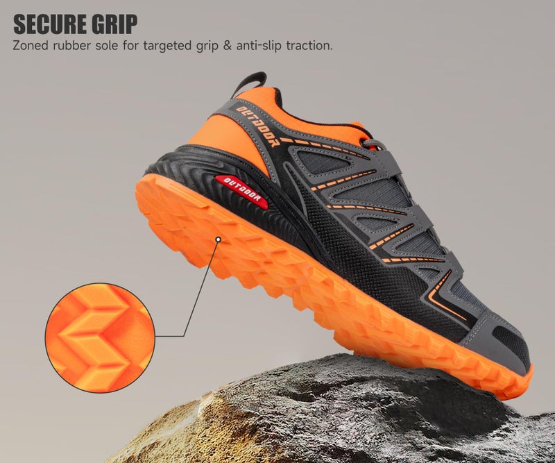 KEFUWU Men's Trail Running Shoes Lightweight Non-Slip Walking Hiking Sneakers Men Outdoor (11.5 Men, Grey) - Image 3