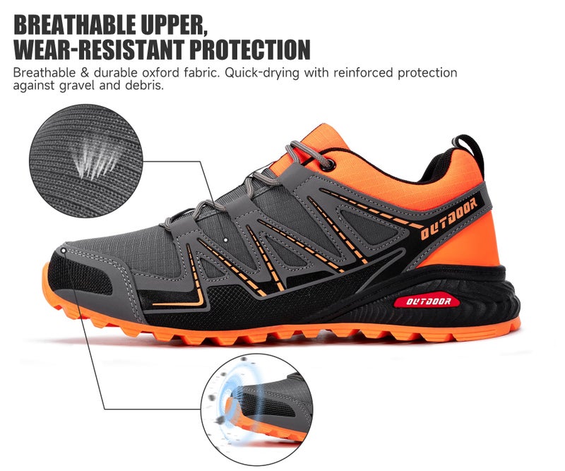 KEFUWU Men's Trail Running Shoes Lightweight Non-Slip Walking Hiking Sneakers Men Outdoor (11.5 Men, Grey) - Image 5