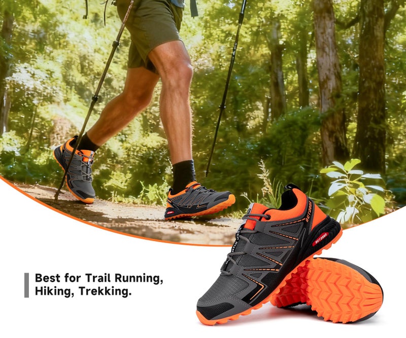 KEFUWU Men's Trail Running Shoes Lightweight Non-Slip Walking Hiking Sneakers Men Outdoor (11.5 Men, Grey) - Image 2