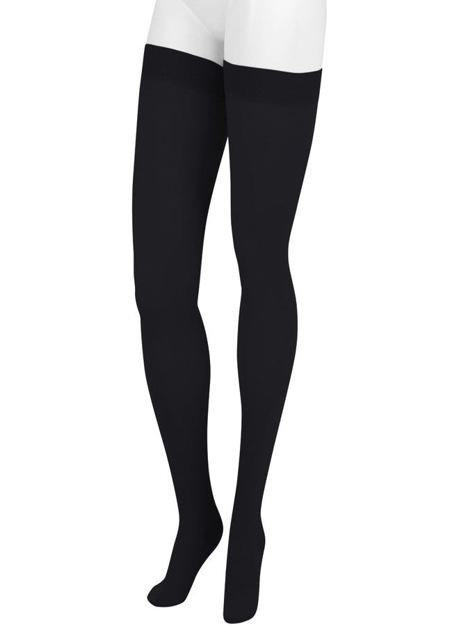 Juzo Dynamic Varin 3512 Thigh-High, 30-40 mmHg Closed Toe Compression with Silicone Top Band - Men & Women, Petite, 3 (III), Black - Image 1