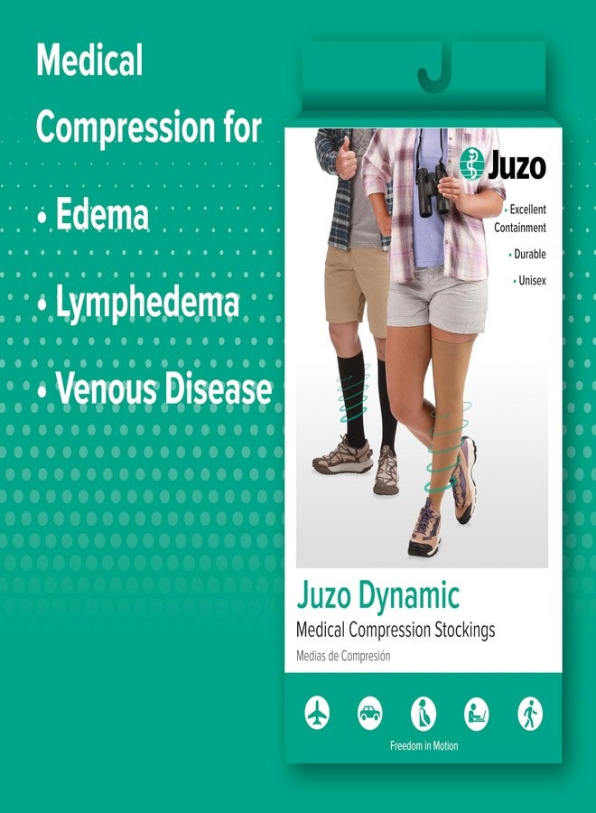 Juzo Dynamic Varin 3512 Thigh-High, 30-40 mmHg Closed Toe Compression with Silicone Top Band - Men & Women, Petite, 3 (III), Black - Image 4