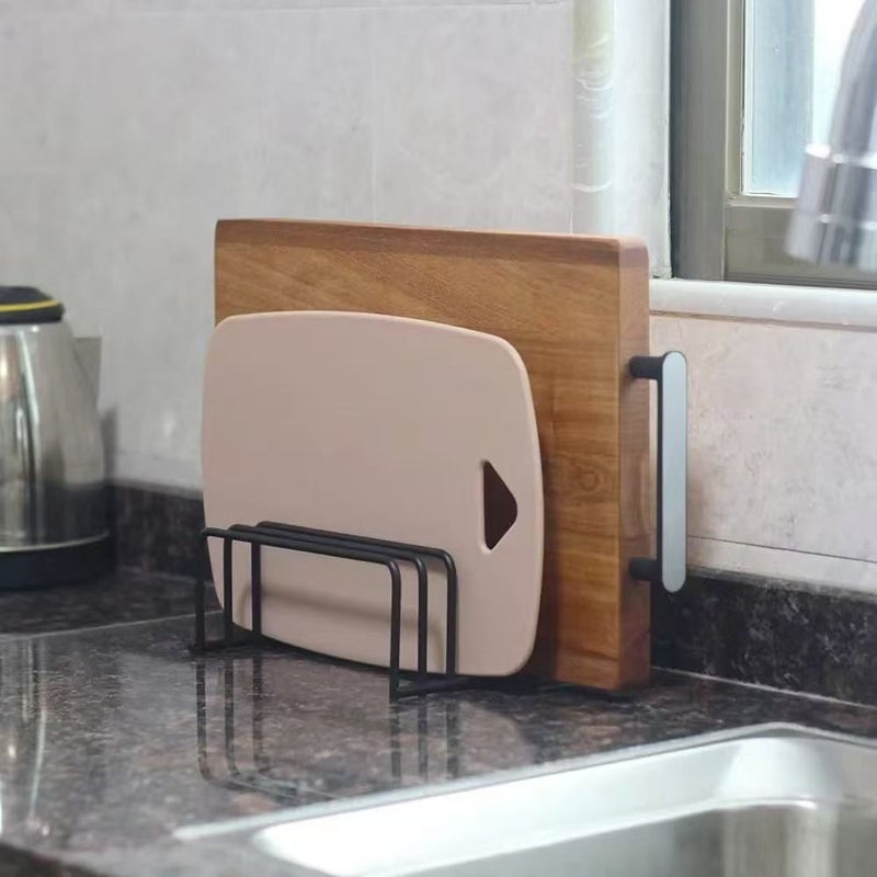 5 Tier Carbon Steel Cutting Board Rack Kitchen Pot Lid Storage Rack Floor Standing Freestanding 5 Layer Holder - Image 3