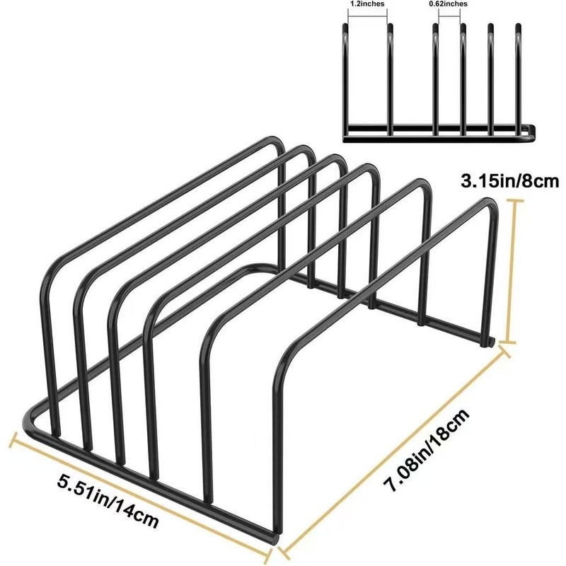 5 Tier Carbon Steel Cutting Board Rack Kitchen Pot Lid Storage Rack Floor Standing Freestanding 5 Layer Holder - Image 4