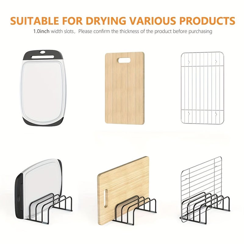 5 Tier Carbon Steel Cutting Board Rack Kitchen Pot Lid Storage Rack Floor Standing Freestanding 5 Layer Holder - Image 5