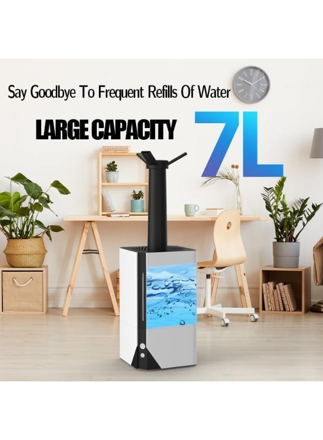 7L Top Fill Cool Mist Humidifier with Essential Oil Diffuser, 7 Colors Light, White Black - Image 4