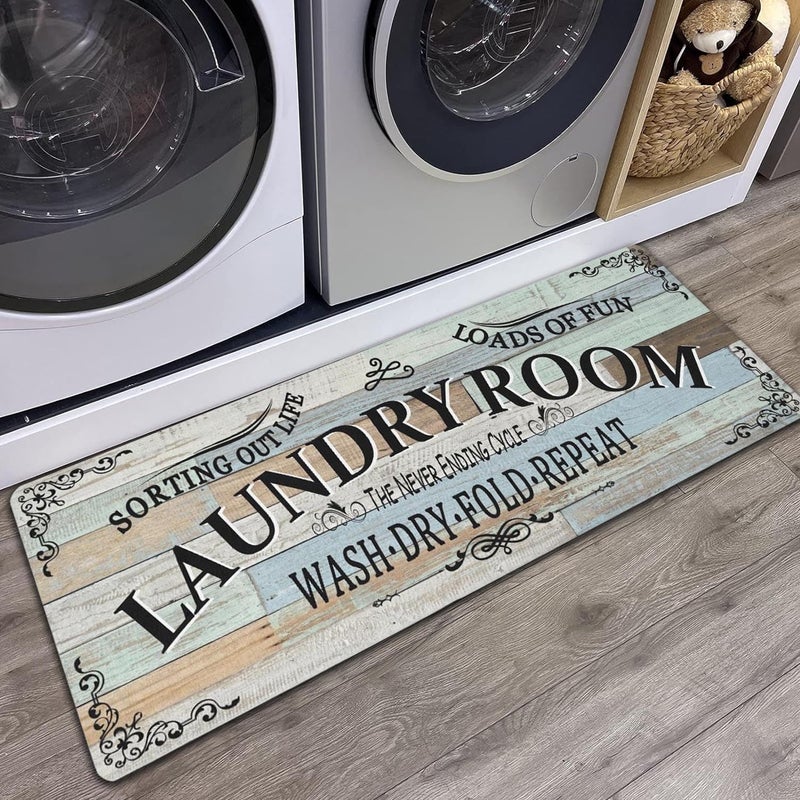 sdhinlwo Non Slip Laundry Room Rug - Farmhouse Kitchen Floor Mat -Laundry Room Rug- Runner Decor -Washable Floor Carpet for Washroom Mudroom Kitchen Bathroom Hallway-20 x48 - Image 1
