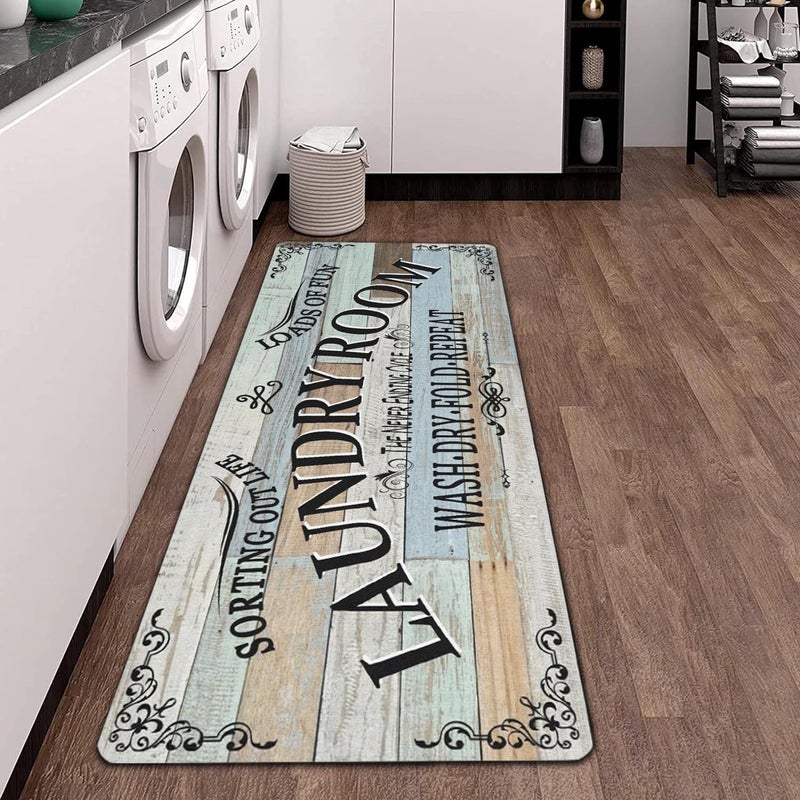 sdhinlwo Non Slip Laundry Room Rug - Farmhouse Kitchen Floor Mat -Laundry Room Rug- Runner Decor -Washable Floor Carpet for Washroom Mudroom Kitchen Bathroom Hallway-20 x48 - Image 2