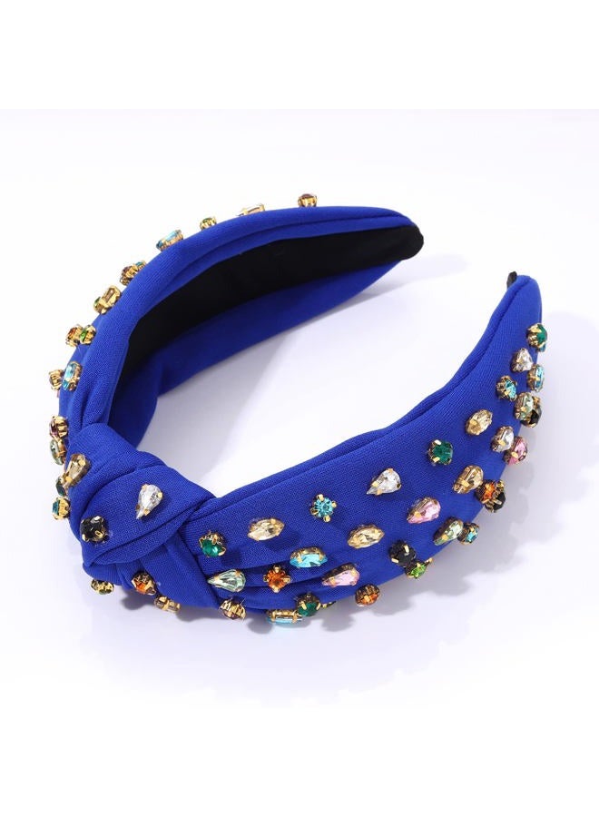 NVENF Crystal Knotted Headbands for Women, Beaded Jeweled Headbands, Wide Top Knot Headbands Summer Headpieces, Fashion Headbands - Image 4