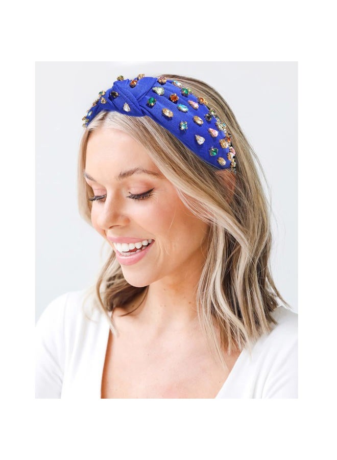 NVENF Crystal Knotted Headbands for Women, Beaded Jeweled Headbands, Wide Top Knot Headbands Summer Headpieces, Fashion Headbands - Image 2